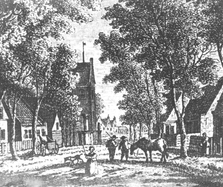 Dorfturm Ballum - VVV Ameland - 1790- Ets van J. Bulthuis - auf diesem Bild ist der Turm noch nicht hochgezogen