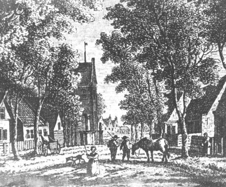 Dorfturm Ballum - VVV Ameland - 1790- Ets van J. Bulthuis - auf diesem Bild ist der Turm noch nicht hochgezogen