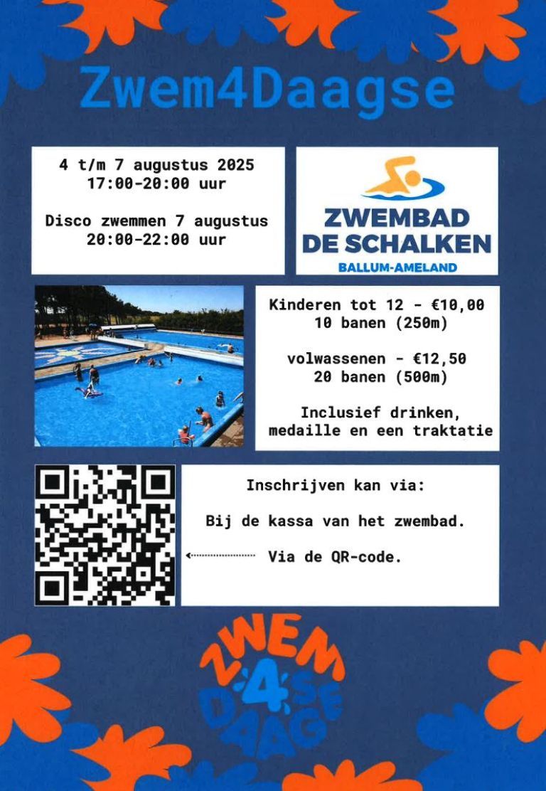Zwem4daagse im Schwimmbad De Schalken - VVV Ameland